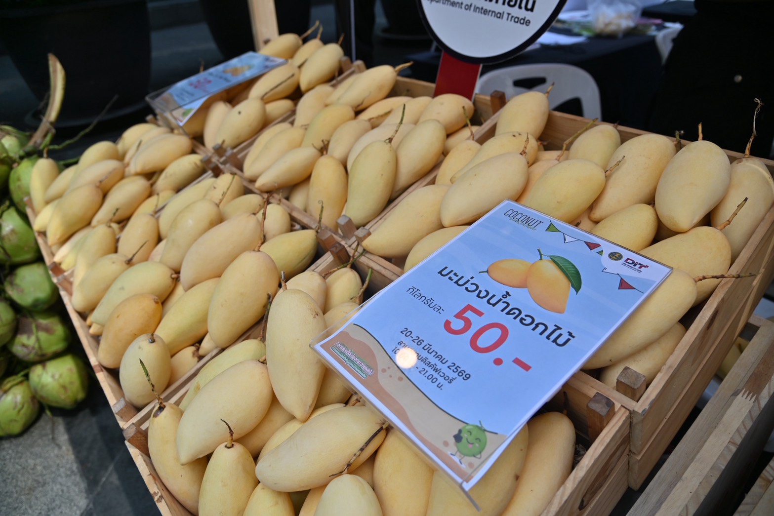 กรมการค้าภายในร่วมมือภาคเอกชน  สนับสนุนเปิดจุดจำหน่ายมะพร้าวน้ำหอมและมะม่วง ปี 2569